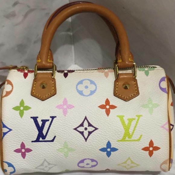 Louis Vuitton Speedy Multicolored Monogram Mini Hl. White Coated Canvas/Leather - Picture 2 of 3